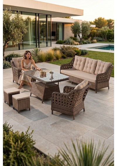 Antoryum Serisi 1. Sınıf Kahverengi Rattan, Cappucino Minder Bahçe Takımı, Balkon Takımı Kahverengi Rattan Cappucino Kumaş Antoryum Serisi 1. Sınıf Kahverengi Rattan, Cappucino Minder Bahçe Takımı, Balkon Takımı Kahverengi Rattan Cappucino Kumaş