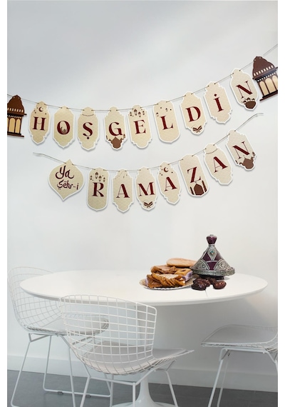 Hoşgeldin Ya Şehr-i Ramazan Flama Duvar Süsü Ramazan Süsü Hasır İp İle Gönderilmektedir Karışık Renkli