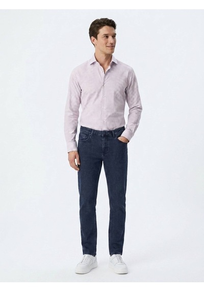 Kip Açık Mavi Kareli Regular Fit Uzun Casual Gömlek