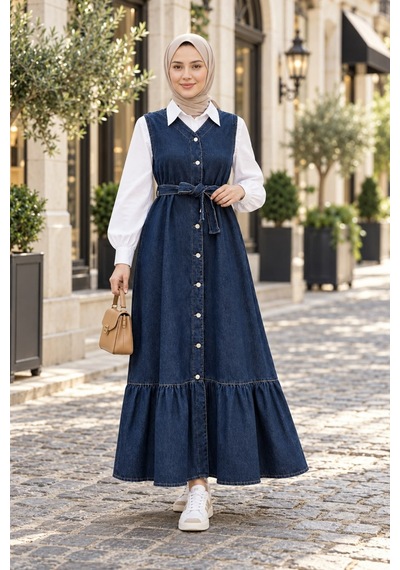 Hb Harma Time Butik Kadın Düğmeli Kuşaklı Eteği Fırfırlı Koyu Mavi Kot Jile Koyu Mavi Koyu Mavi Hb Harma Time Butik Kadın Düğmeli Kuşaklı Eteği Fırfırlı Koyu Mavi Kot Jile Koyu Mavi Koyu Mavi