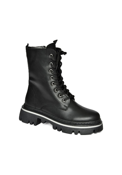 Fox Shoes R524802209 Siyah Bağcıklı Kadın Postal Bot Siyah