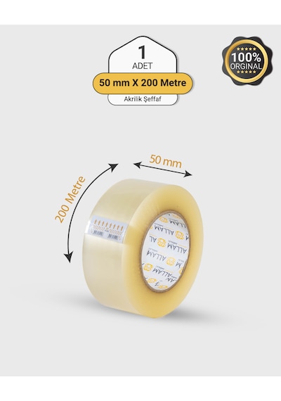6 Adet Akrilik Şeffaf Koli Bandı 50mm X 200mt Güçlü Yapışkan
