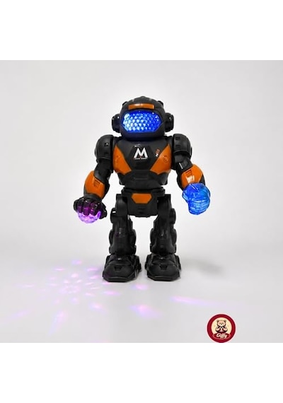 Oyuncak Işıklı Sesli Hareketli Robot Oyuncak 23 Cm Led Efektli Pilli Dans Eden Akıllı Robot Siyah