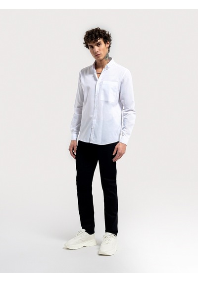 Oversize Fit Erkek Gömlek U.kol Beyaz