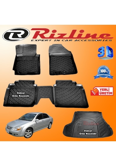 Kia Cerato 3D Paspas + Bagaj Havuzu 2004-2009 Arası Set Rizline N11.11564