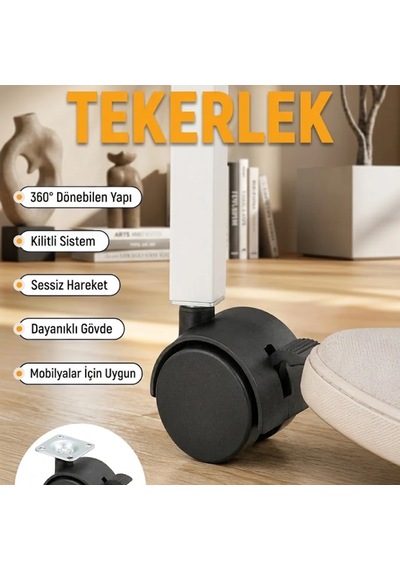 4 Lü Kilitli Mini Tekerlek Ayak 4 Cm Sehpa Ve Ekipmanlar İçin Çok Renkli