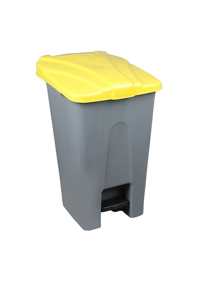 Safell Plastik Pedallı Çöp Kovası 70Lt Çöp Konteyneri Grisarı