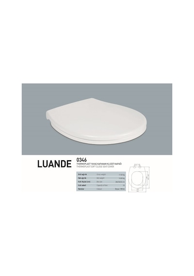 Luande Yavaş Kapanır Thermoplast Klozet Kapağı Klasik Model Arkası Oval Gelen Klozetlerle Uyumludur Beyaz