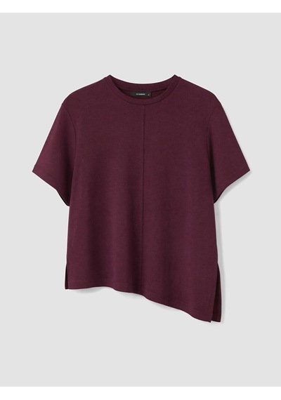 Lcw Petite Bordo Soft Touch Asimetrik Kesim Kadın Tişört