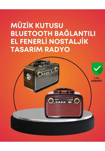 Nostaljik Radyo Görünümlü Bluetooth Hoparlör - Fm/am Yayın, Kablosuz Bağlantı, Şarj Edilebilir