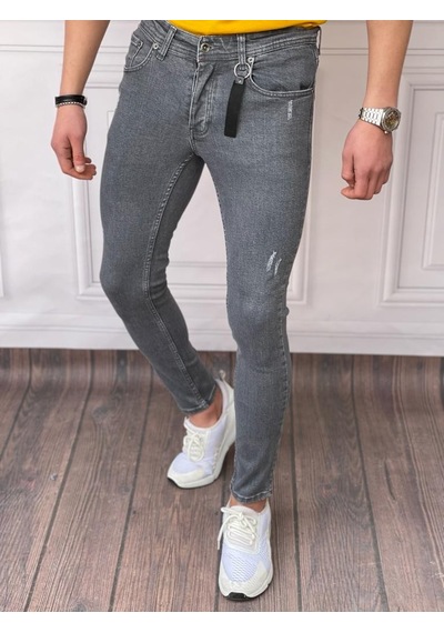Modefendi Skinyfit Yüksek Kalite Likralı Lazer Detaylı Kot Pantolon Antrasit