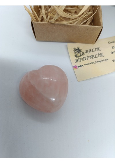 Pembe Kuvars Kalp Şeklinde Biblo-1001