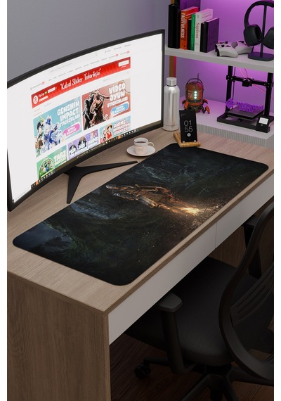 Dark Souls Kaymaz Dikişli Kauçuk Oyuncu Mousepad V1 - 90x40 Xxl Gaming Mouse Pad Fare Altlığı