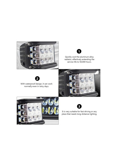 2 Adet Kaput Üstü Offroad Projektör Sis Çalışma Lambası 12 Ledli 36 Watt
