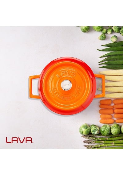 Lava Metal Döküm Yuvarlak Tencere, 20 Cm, Turuncu Genel