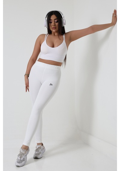 Winmoda34 Kadın Dalgıç Kumaş İçi Polarlı Tayt Eşofman Push Up İncelten Model Beyaz