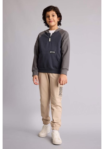 Defacto Regular Fıt Slogan Baskılı Sweatshirt Kumaşı Pantolon Erkek Çocuk G6370a826spbg712 Bej-bg712