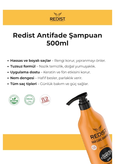 Redist Tuzsuz Şampuan 500 Ml / İşlem Görmüş Saçlar & Hassas Saç Derisi