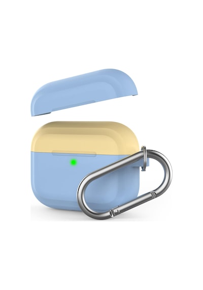 Airpods Pro 1. Ve 2. Nesil Uyumlu Silikon Kılıf Kablosuz Şarj Destekli, Karabinalı İnce Koruyucu Case Açık Mavi