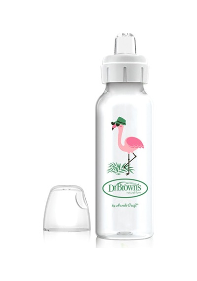 Dr Browns Sippy Spout Dar Ağız PP Biberon 250 ml Flamingo - Şeffaf
