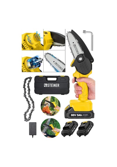 Tr Alman 88 V 5 Ah Çift Akülü Dal Kesme Budama Testere Bıçkı Makinesi Çantalı 10 Cm + Zincir - St0518r21540