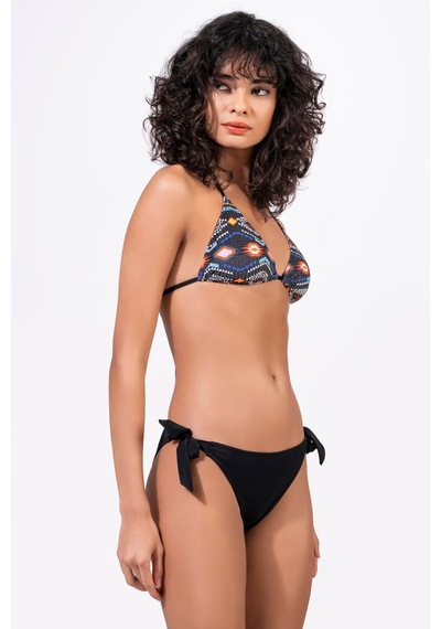 Endeep Kadın Geometrik Dokulu Desenli Üçgen Bikini Takımı Siyah