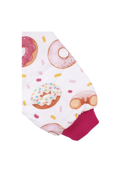 Bebegen Kız Çoçuk Fuşya Biyeli Pembe Donut Desenli Uyku Tulumu Çok Renkli