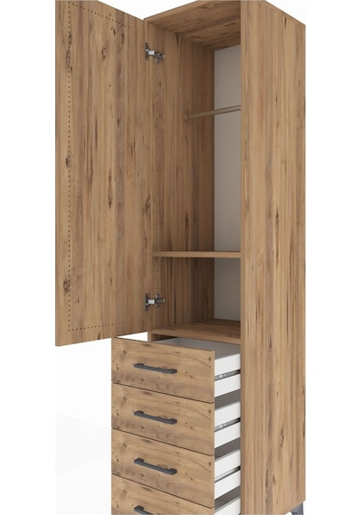 Hyperion Dolap 2 Raflı 4 Çekmeceli Tek Askılı 44x44x195 Çam-çam Çam