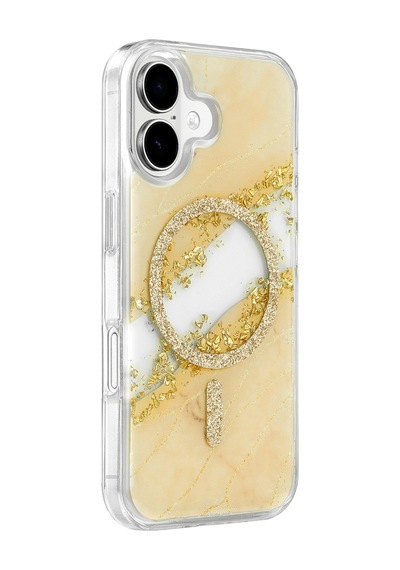 Onegif Apple Uyumlu iPhone 16 Lotus Simli Magsafe Kapak - Gümüş Eq1