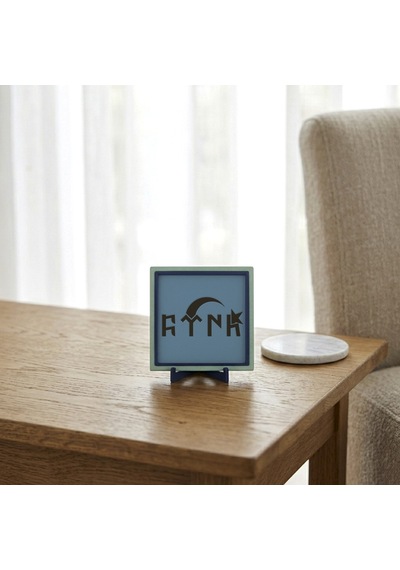 Hilal Ve Göktürkçe Türk Tasarım Minimalist Obje, Modern Dekorasyonun Estetik Ve Köklü İmzası 10x10cm