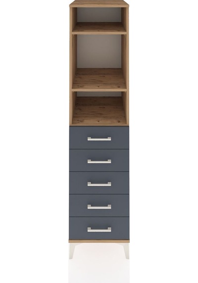 Kronos Dolap 3 Raflı 5 Çekmeceli 44x59x182 Çam-antrasit Atlas Çam