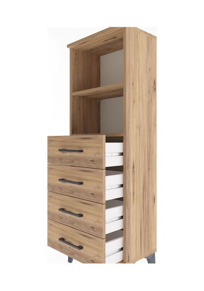 Arges Dolap 2 Raflı 4 Çekmeceli 44x30x134 Çam-çam Çam