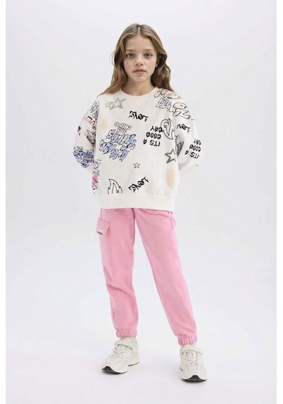 DeFacto Kız Çocuk Kargo Cepli Beli Paçası Lastikli Jogger Eşofman Altı D2872A824WNPN445 Pembe
