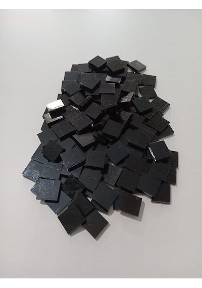 Siyah Kare Vitray Cam Mozaik Taşı - Sanatsal Mozaik İçin Yaklaşık 10x10 Mm
