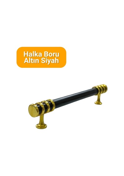 50 Adet Halka Boru Altın Siyah Metal Mobilya Kulpu 128mm Siyah - Altın