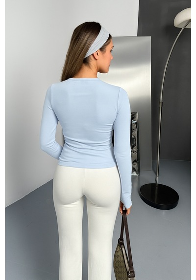 Balenbi Kadın Buzzy Parmak Geçmeli Bisiklet Yaka Basic Body 1130 Mavi