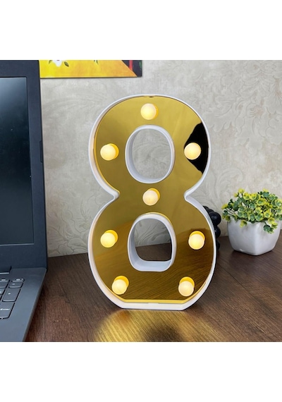 Dekoratif Led Işıklı 3D 8 Rakamı Büyük Boy Organizasyon Doğum Günü Kutlama