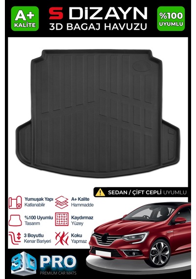 S-dizayn Renault Megane 4 3d Pro Bagaj Havuzu Çift Kulaklı 2016 Üzeri A+ Kalite