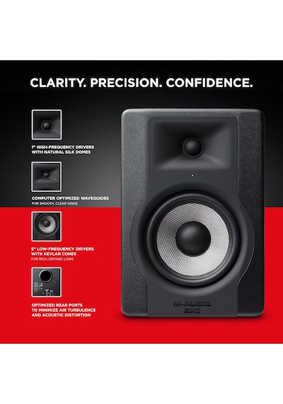 M-audıo Bx5-5" Stüdyo Monitör Hoparlörü, Akustik Alan Kontrolü İle Müzik Prodüksiyonu Ve Karışımı İçin, 100w