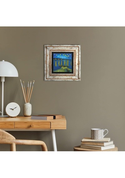 Lexroo Van Gogh Ren Nehri Nde Yıldızlı Bir Gece Taş Duvar Tablosu - Çerçeveli Taş Tablo Çok Renkli