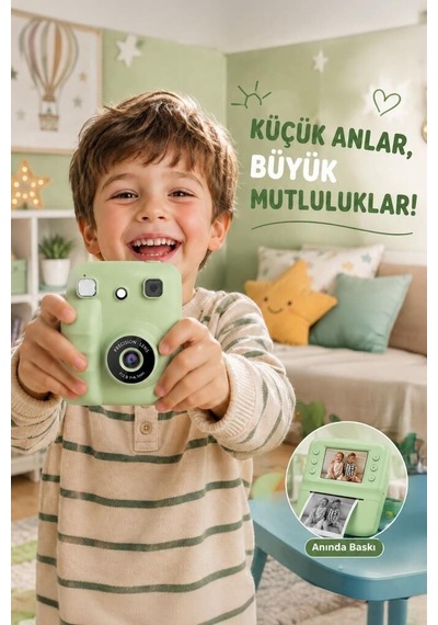Özel Üretim Dijital Fotoğraf Makinesi A29 Yeşil Çocuk Kamerası Eğlence Aracı Resim Baskılı