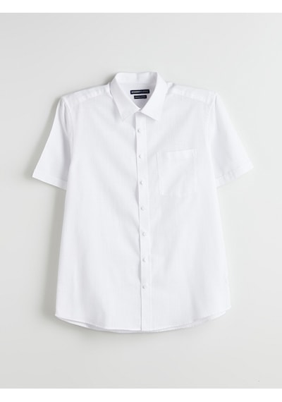 Lcwaıkıkı Classic Beyaz Regular Fit Kısa Kollu Armürlü Erkek Gömlek