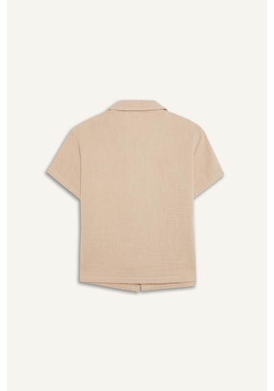 DeFacto Erkek Çocuk Oversize Geniş Kalıp Polo Yaka Müslin Kısa Kollu Gömlek W3239A625HSBG732