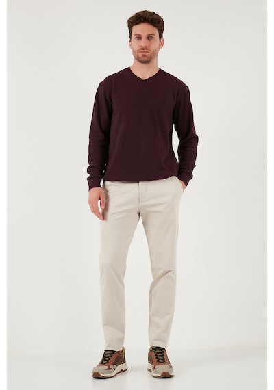 Buratti Pamuklu Regular Fit V Yaka Erkek Kazak 456202 V Mürdüm