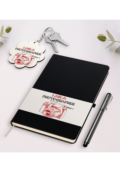 Kişiye Özel Profesyonel Fotoğrafçı Siyah Defter Kalem Ve Anahtarl