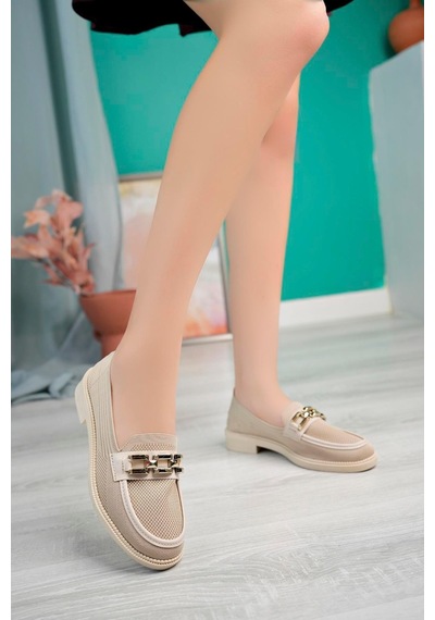 Aymood Kadın Nude Zincir Tokalı Kalın Taban Pu Deri Günlük Klasik Topuklu Loafer Makosen Ayakkabı Krem Aymood Kadın Nude Zincir Tokalı Kalın Taban Pu Deri Günlük Klasik Topuklu Loafer Makosen Ayakkabı Krem