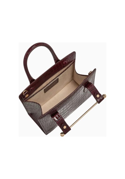 Strathberry Mini Bordo Kroko Deri Lüks Tote Çanta, Zamansız Ve Şık Tasarım Omuz Çantası