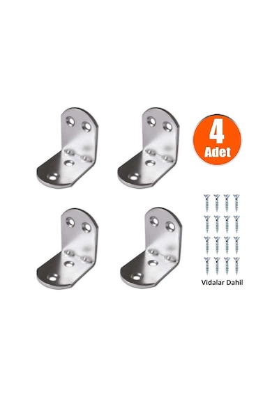 4 Adet Oval Metal Gönye Köşebent 20X30X30 Vida Dahil