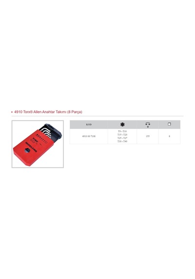 İzeltaş 8 Parça Torx Allen Takımı 4910 00 7108