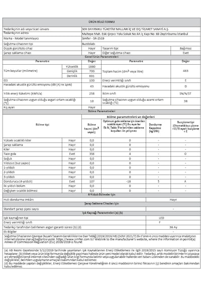 Simfer 2519 463 LT No-Frost Çift Kapılı Dijital Buzdolabı